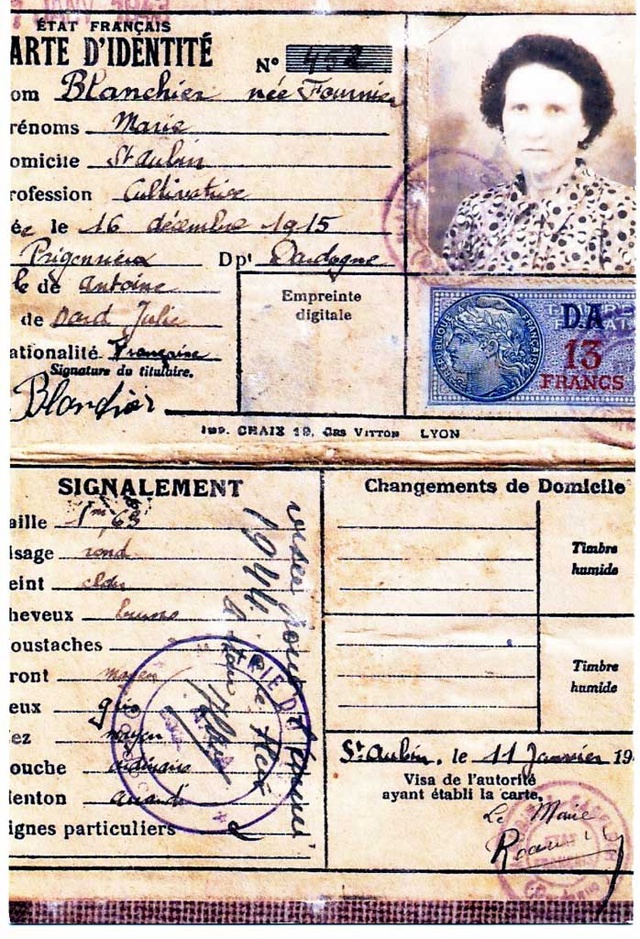 Fausse carte d'identité Mme Pinson