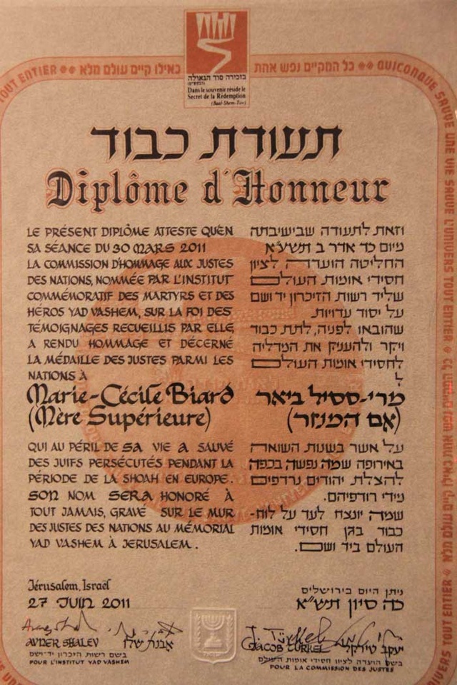 Diplôme de Juste - 30/06/2013