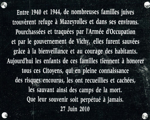 Plaque Commémorative